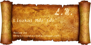 Liszkai Máté névjegykártya